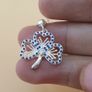 Elegant 925 Sterling Silver Four-Leaf Clover Pendant Blue & White Zirconia Stones Image 2