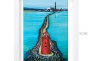 Poolbeg Lighthouse, view from the sea, Dublin, framed print by Helen Mathews