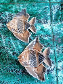 Vintage 2 Wade ceramic fish