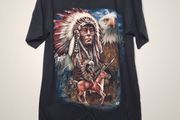 Vintage Wild T Shirt American Indian Eagle Horse Print Front And Back Size Medium