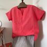 Coral red linen blouse Size Uk 10 or 12 Image 2