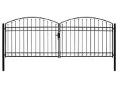 Fence Gate Double Door with Arched Top Steel 300x125 cm Black