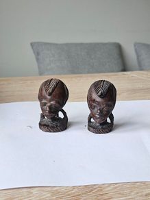 Pair of Vintage African Wood Woman Figurines