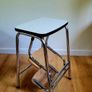 Vintage 1970s French Fold Out Kitchen Step Stool Chrome & Wood Image 6