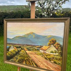 Oil painting rural landscape scene Donegal