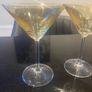Set of four amber and plain glass martini or cocktail glasses Image 6