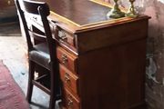 Victorian antique walnut pedestal desk