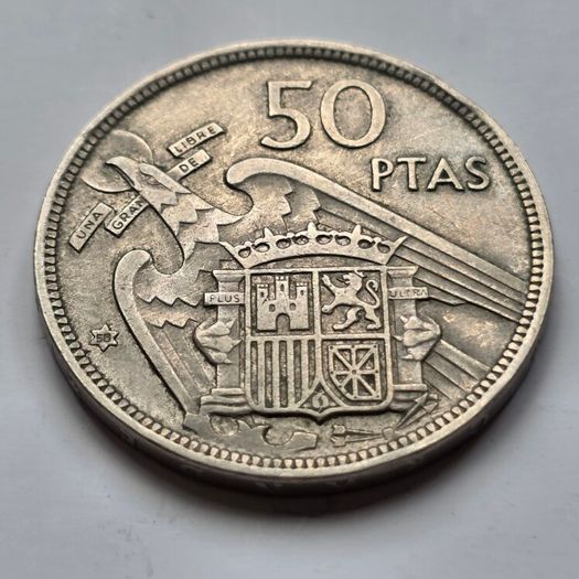 Spain 50 Pesetas 1957 Silver. F. Franco