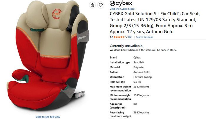 CYBEX Gold Solution S i-Fix Child's Car Seat