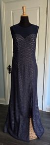 Navy and Gol Evening Dress, size 18 (small fitting)