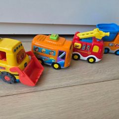 4x German VTech Toot Toot Drivers (Reisebus, Kipplaster ,Bagger, Feuerweh