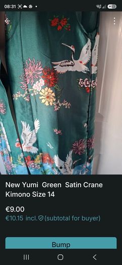 New Yumi Satin Crane Kimono Size 14