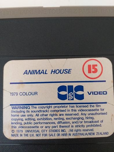 National Lampoon's Animal House CIC Video 1979 Certificate 15
