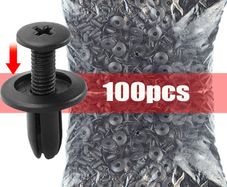 100pcs 8mm Plastic Rivets Fasteners Screw Car Bumper Fender Black Rivet Car Fastener Clips for Toyota Focus Kia Nissan Yamaha