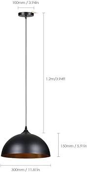 2 Pack Industrial Suspended Ceiling Pendant Light Fixtures Black Metal Vintage Lampshades for Kitchen Island Farmhouse Restaurant Loft Coffee Bar