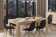 6 Seater Wooden Dining Table Set Nordic Style Oak
