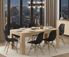 6 Seater Wooden Dining Table Set Nordic Style Oak