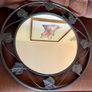 Large Vintage Style Circular Wall Mirror Black Wrought Iron Scroll Edge Metal Frame Vine Leaf Leaf Motifs Image 4
