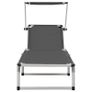 Folding Sun Loungers with Roof 2 pcs Aluminium&Textilene Grey Image 3