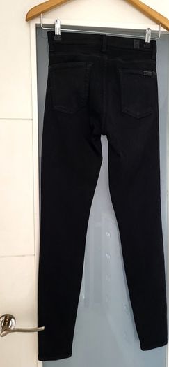 7 for All Mankind Black High Waist Glossy Coating Crystal Gunmetal Skinny Jeans Sz 26 (Fit 8UK) - Rrp 240 (New)