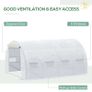 4 x 3 x 2 m Polytunnel Greenhouse w/ Roll-up Side Walls, Steel Frame Walk-in Grow House Tent w/ Zippered Door and 8 Windows and Reinforced Cover for Garden and Backyard, White Image 5