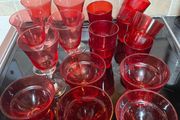 Eighteen Pieces Red Glasses and Bowls