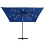Cantilever Umbrella with LED lights and Steel Pole 250x250 cm Azure Blue Image 4