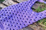 Handmade cotton crochet tote bag - lilac violet, shopping bag, woven shopper bag