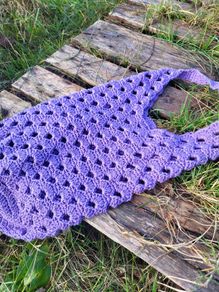 Handmade cotton crochet tote bag - lilac violet, shopping bag, woven shopper bag
