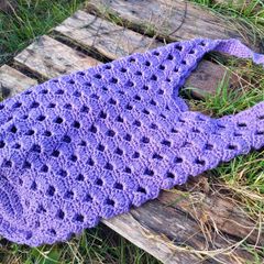 Handmade cotton crochet tote bag - lilac violet, shopping bag, woven shopper bag