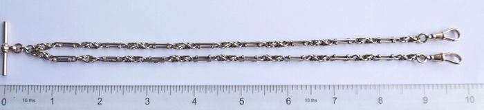Victorian  heavy real 9 Carat Gold Albert or Necklace Chain with T-Bar length 20" - 24,3g