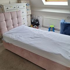 Pink bed frame with headboard