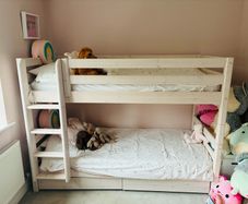Flexa Bunk Bed - Bunk Bed 154 Cm With Pull-out Drawer, Ladder And Safety Rail, 90 X 200 Cm, White