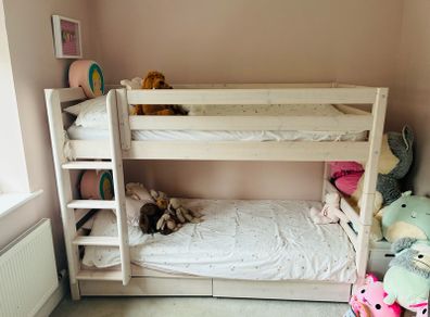 Flexa Bunk Bed - Bunk Bed 154 Cm With Pull-out Drawer, Ladder And Safety Rail, 90 X 200 Cm, White