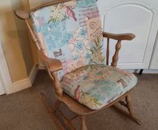 Vintage Style Wooden Rocking Chair with Removable Cushions Nursery Nursing Chair