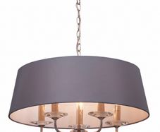 Stylo 5 light pendant polished nickel with grey shade