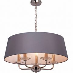Stylo 5 light pendant polished nickel with grey shade