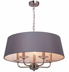 Stylo 5 light pendant polished nickel with grey shade