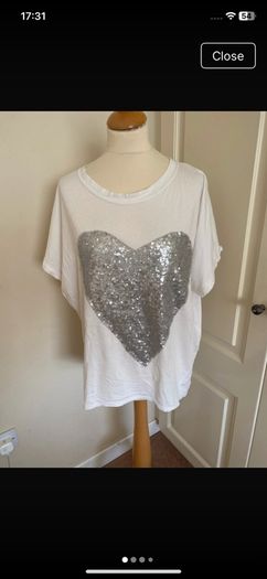 White/silver cotton top size 14 - made in Italy