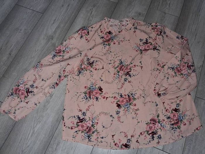 Elegant Dressy Floral Print Puff Sleeve Blouse - Size - 1XL - RRP - 18.92