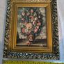 Floral still life high quality reproduction oil painting on canvas in an ornate chunky gold frame Image 3