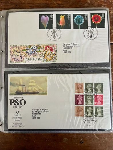 Collection of  74 UK First Day Cover stamps 1987 to 1992 in album plus 5 extra pages and book