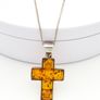 Natural Baltic Amber 925 Cross On Sterling Silver Chain Image 7