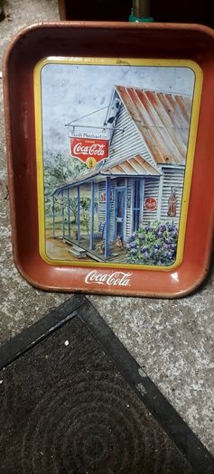 Coca cola metal drinks tray,used condition, see pictures for condition good solid used condition, nice display advertising item, buyer collects or pays postage thank you, sold as is ,front good ,back small bit of surface rust,,
