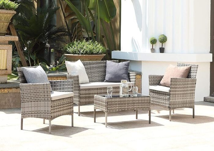 4-Piece Rattan Garden Chair Furniture Set
