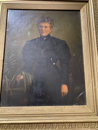 A Very Old Oilagraph Of A Lady In A Nice Frame