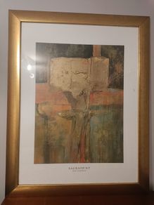 (Move out sell-see my other low priced ads) Framed Art Print "Sacrament" by Joan Cawthorn - Golden Metallic Frame