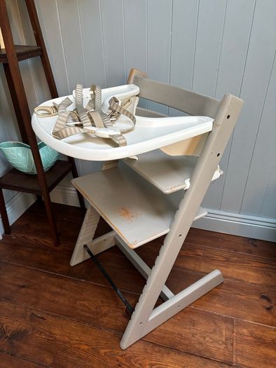 Stokke Tripp Trapp Highchair With Baby Set and tray In Grey and White