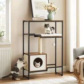 Cat scratching post, cat tree, 2-in-1 furniture, vintage brown