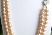 Vintage ART DECO champagne glass pearl hand knotted 2 rows necklace